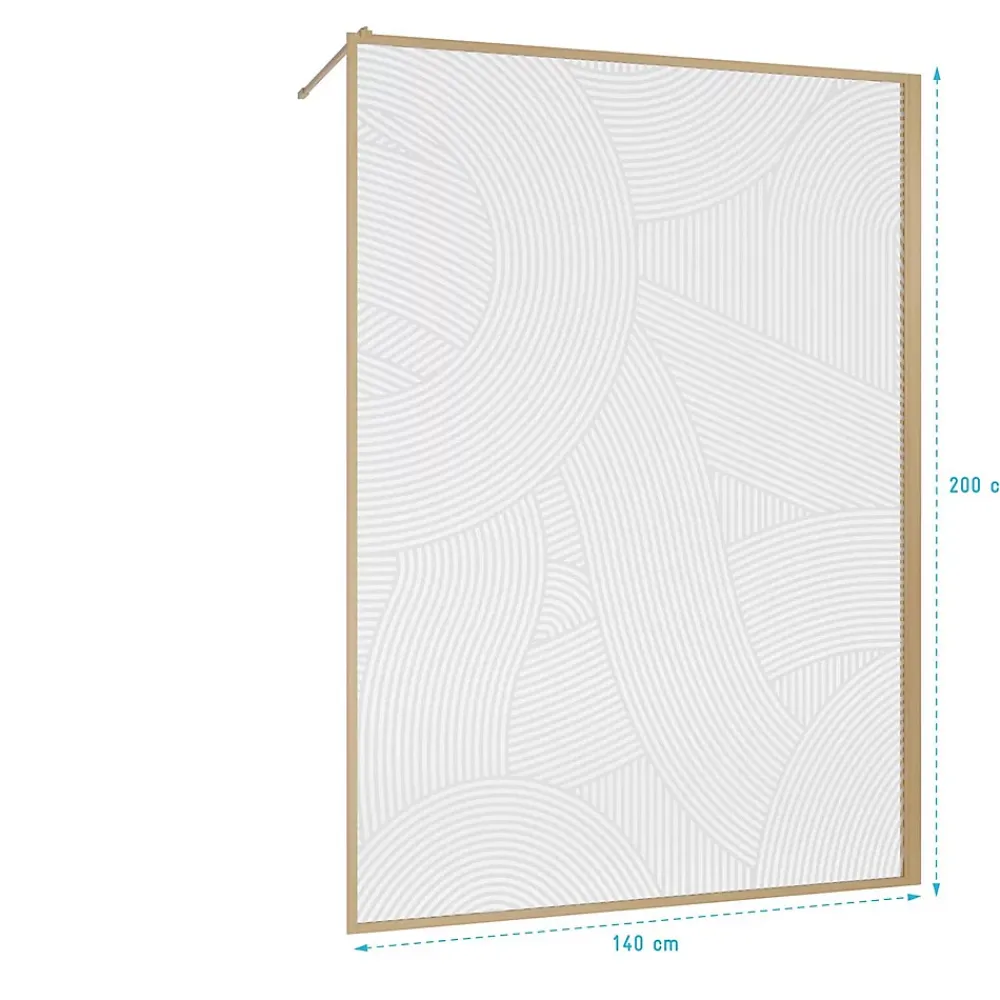 Aurlane Paroi de douche 140 x 200 HINATA - style Japandi courbes douces - Cadre effet Bois - Verre 6mm