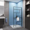 Paroi de douche 80 x 200cm - 8mm verre anticalcaire Style moderne + Étagère de Douche 80cm en alu