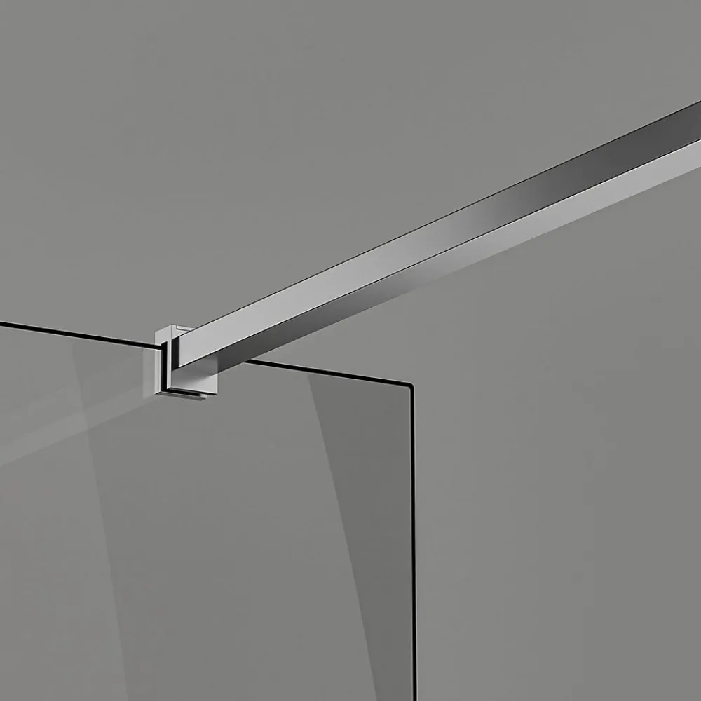 Paroi de douche a l italienne 70x200 cm Verre trempe 8 mm Profile mural et barre de stabilisation 90 cm recoupable Aluminium