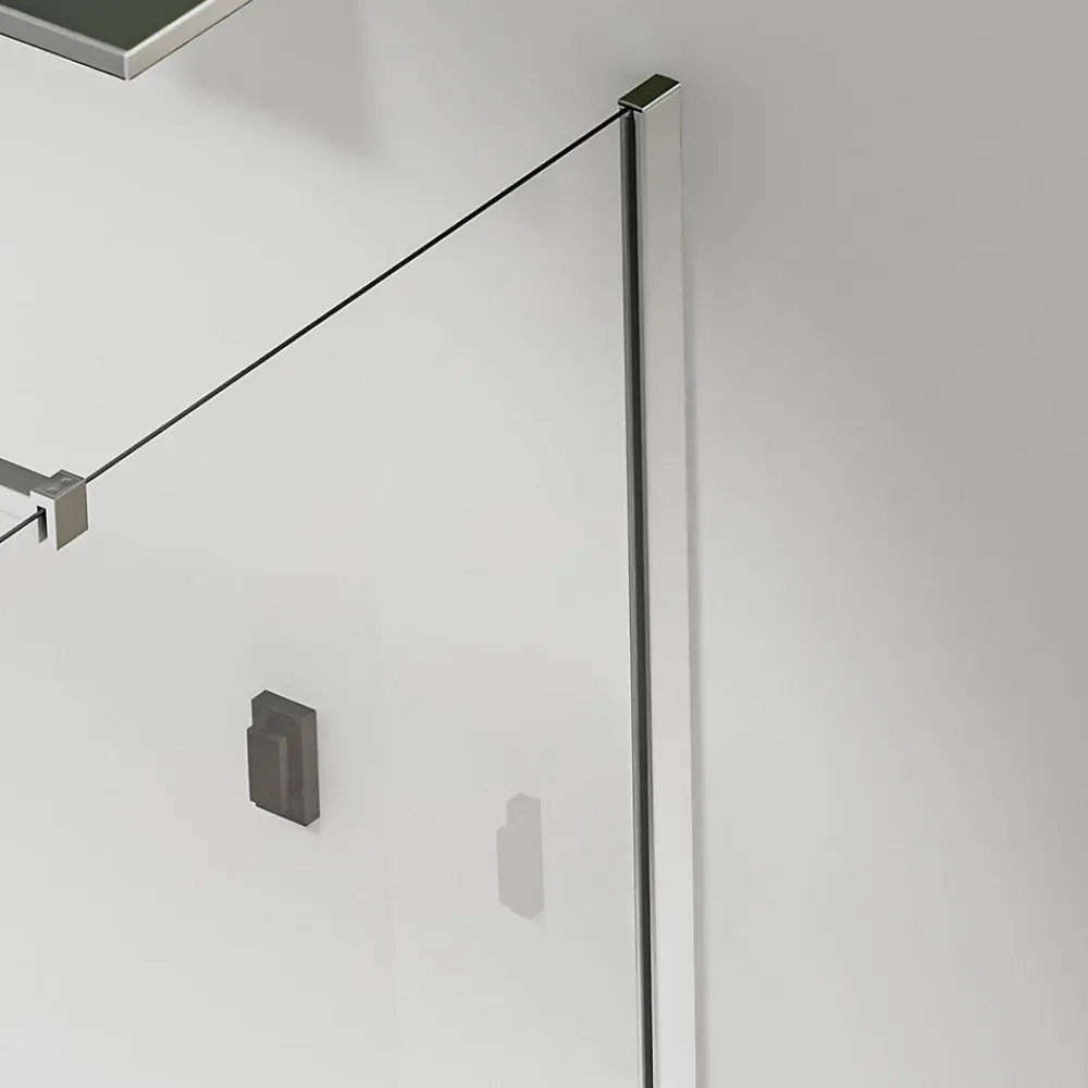 Paroi de douche a l italienne 70x200 cm Verre trempe 8 mm Profile mural et barre de stabilisation 90 cm recoupable Aluminium