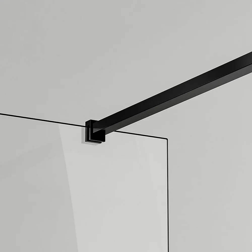 Paroi de douche a l italienne 70x200 cm Verre trempe 8 mm Profile mural et barre de stabilisation 90 cm recoupable Aluminium