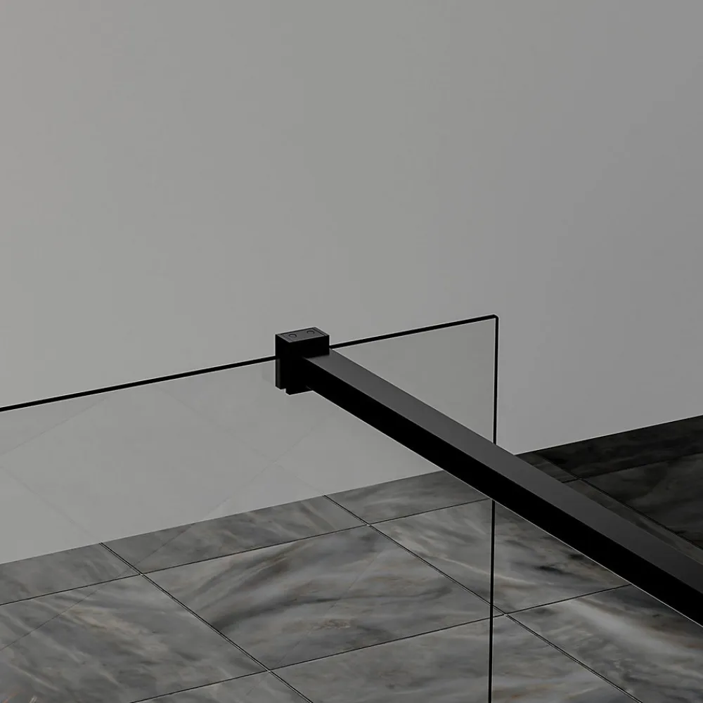 Paroi de douche a l italienne 70x200 cm Verre trempe 8 mm Profile mural et barre de stabilisation 90 cm recoupable Aluminium