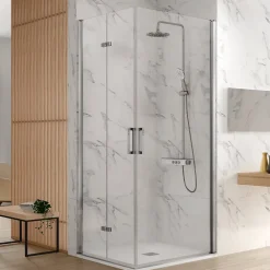 Kassandra Paroi de douche accès en angle NARDI 1 porte pivotante 75 cm + 1 porte pliante 85 cm à gauche