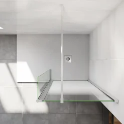 Paroi de douche avec 40 cm retour pivotant - 80 x 200 cm - 8 mm Verre effet Brume, finition chrome avec barre de fixation 90cm