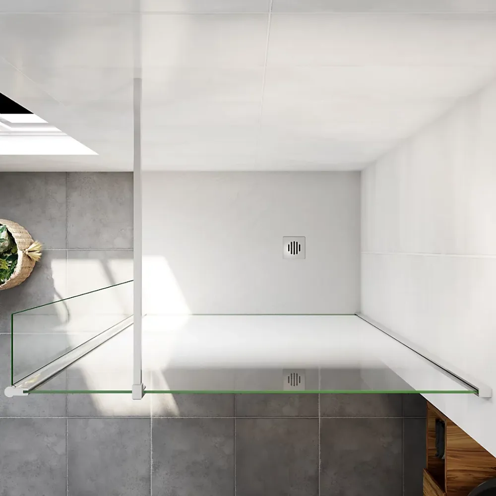 Paroi De Douche| Paroi de douche avec 40 cm retour pivotant - 90 x 200 cm - 8 mm Verre effet Brume, finition chrome avec barre de fixation 140cm