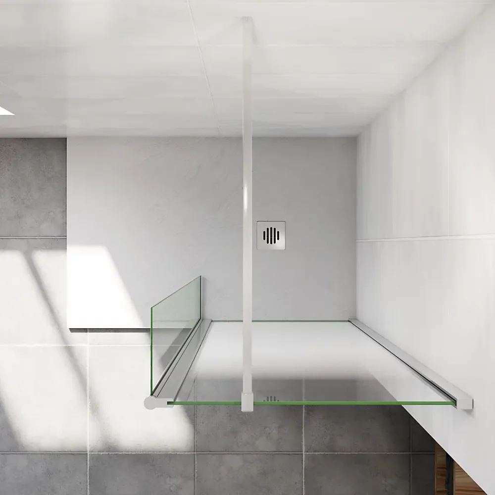 Paroi de douche avec 30 cm retour pivotant - 70 x 200 cm - 8 mm Verre effet Brume, finition chrome avec barre de fixation 140cm