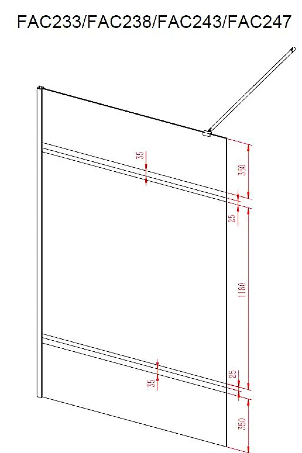 Paroi De Douche|Aurlane Paroi de Douche avec Bande Miroir 140x200cm - Verre 8mm - Profilé Chrome - FREEDOM 2 MIRROR