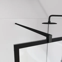 Aurlane Paroi de douche avec pivot 120+40x195cm - Sérigraphie type Briques et Profilés Noir - DARK BLOCKS