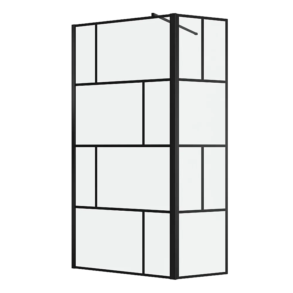 Aurlane Paroi de Douche avec Volet Pivotant 80+40x195cm - Verre 8mm Anticalcaire - Motifs et Profilés Noir