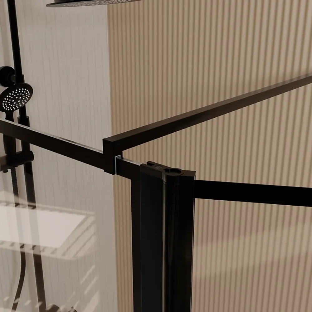 Paroi De Douche|Aurlane Paroi de Douche avec Volet Pivotant 90+40x195cm - Verre 8mm Anticalcaire - Motifs et Profilés Noir