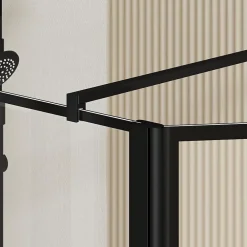 Aurlane Paroi de Douche avec Volet Pivotant 120+40x195cm - Verre 8mm Anticalcaire - Motifs et Profilés Noir