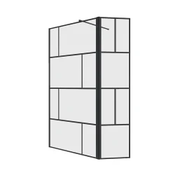 Aurlane Paroi de Douche avec Volet Pivotant 120+40x195cm - Verre 8mm Anticalcaire - Motifs et Profilés Noir
