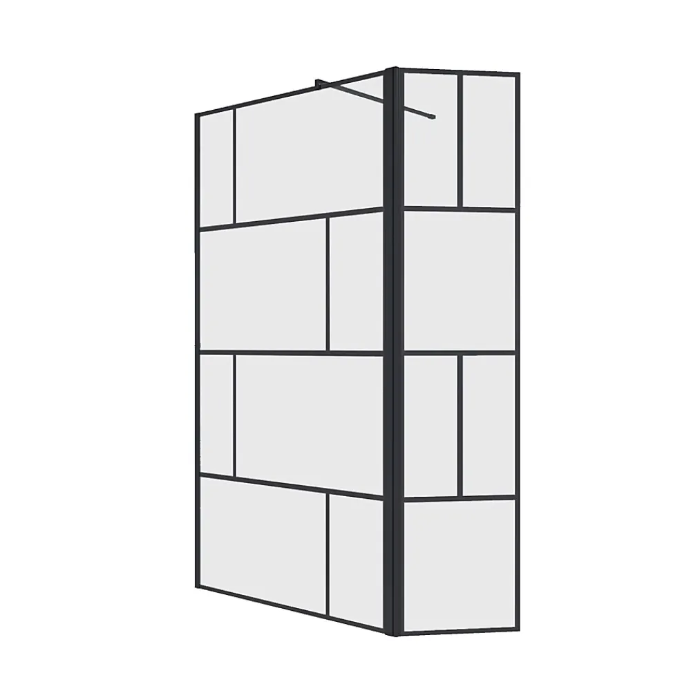 Aurlane Paroi de Douche avec Volet Pivotant 120+40x195cm - Verre 8mm Anticalcaire - Motifs et Profilés Noir