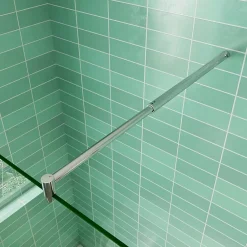 AICA Sanitaire Paroi de douche Chrome 100 x 200 cm avec volet pivotant à 180 degré - Verre anticalcaire - Barre de stabilisation incluse