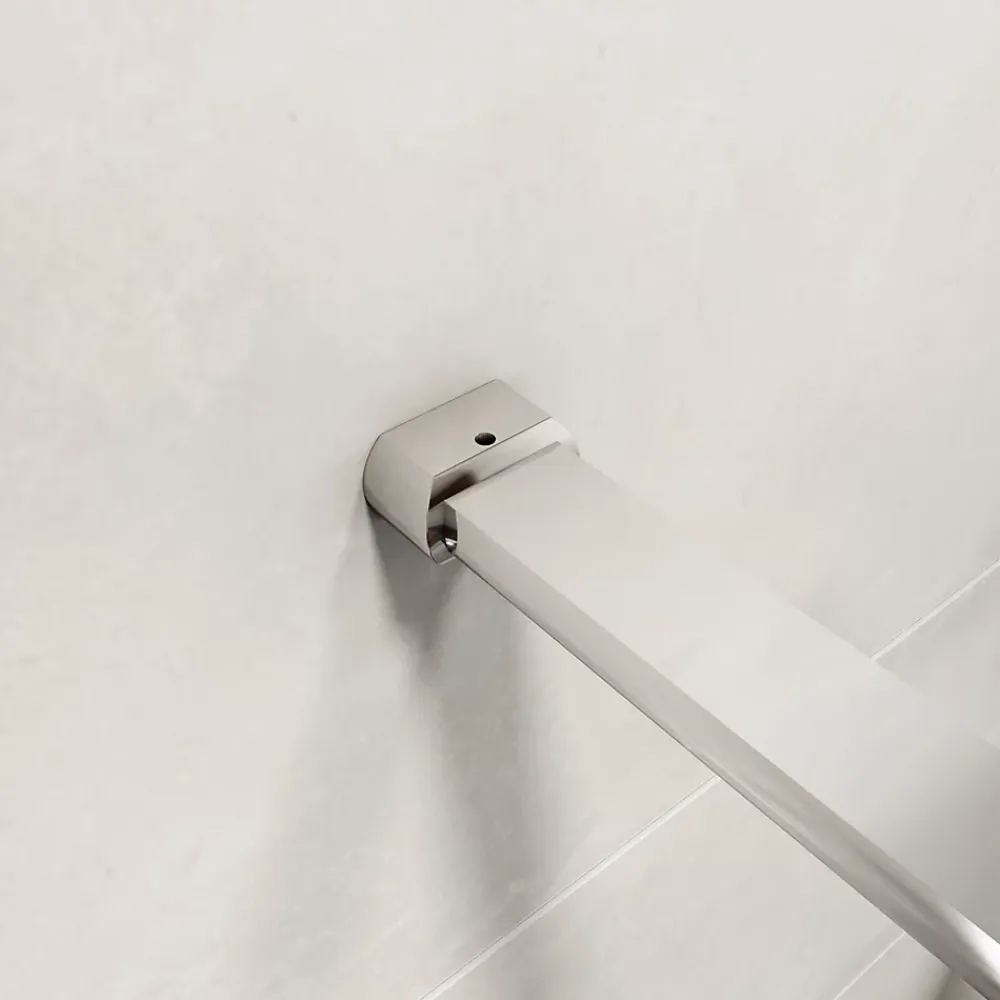 Paroi de douche chrome 90x190cm,6mm verre anticalcaire avec bandes horizontales sérigraphiées,avec barre de fixation 90cm