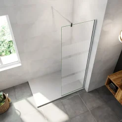 Paroi De Douche| paroi de douche chrome 80x190cm,6mm verre anticalcaire avec bandes horizontales sérigraphiées,barre de fixation 140cm en carré