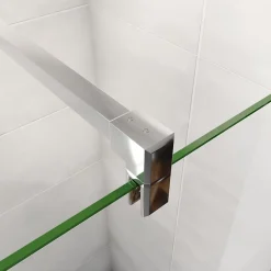 Paroi De Douche| paroi de douche chrome 80x190cm,6mm verre anticalcaire avec bandes horizontales sérigraphiées,barre de fixation 140cm en carré
