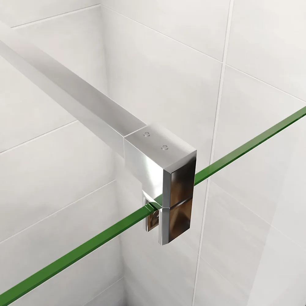 Paroi De Douche| paroi de douche chrome 80x190cm,6mm verre anticalcaire avec bandes horizontales sérigraphiées,barre de fixation 140cm en carré