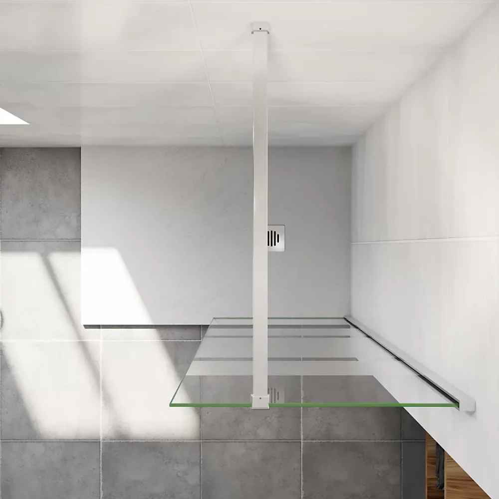 Paroi De Douche| Paroi de douche chrome 80x190cm,6mm verre anticalcaire avec bandes horizontales sérigraphiées,avec barre de fixation 90cm