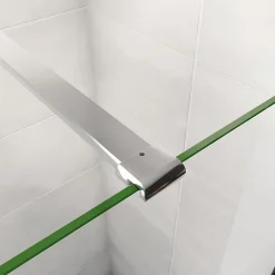 Paroi De Douche| Paroi de douche chrome 80x190cm,6mm verre anticalcaire avec bandes horizontales sérigraphiées,avec barre de fixation 90cm