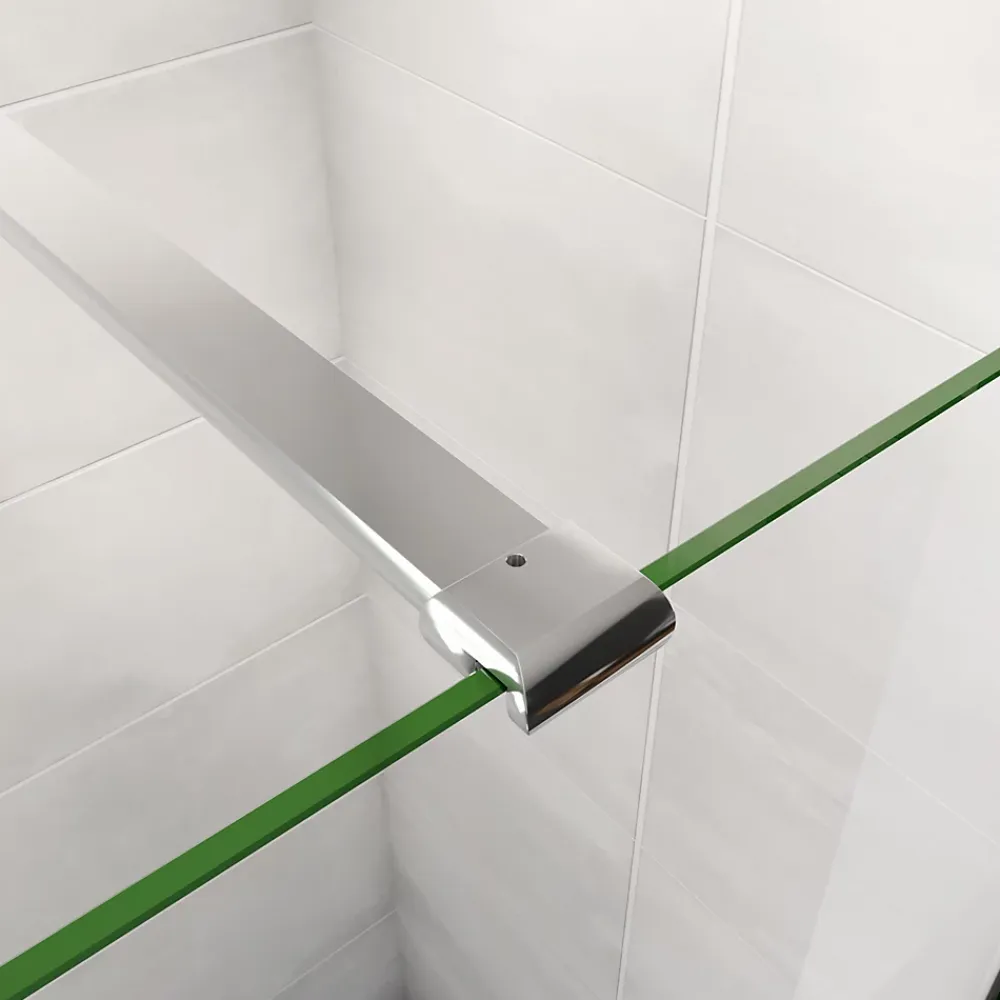 Paroi De Douche| Paroi de douche chrome 80x190cm,6mm verre anticalcaire avec bandes horizontales sérigraphiées,avec barre de fixation 90cm