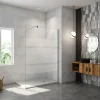 Paroi de douche chrome 120x190cm,6mm verre anticalcaire avec bandes horizontales sérigraphiées,barre de fixation 140cm en carré