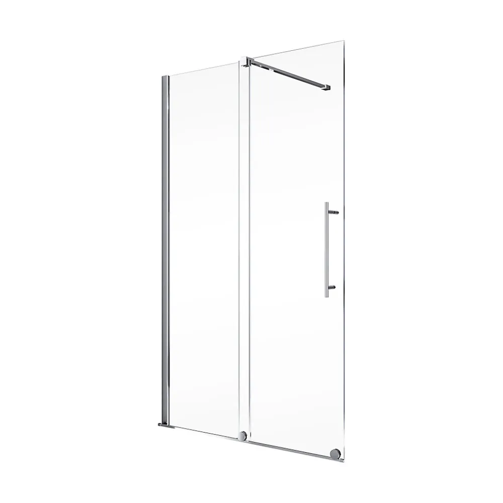 Paroi de douche coulissante l.140xH.200cm, Walk In, verre transparent anticalcaire 8mm, profilé chromé, Schulte NewStyle