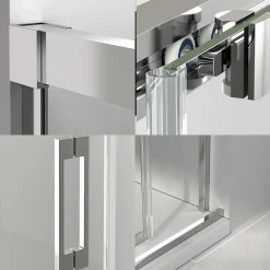 Baño Total Paroi de douche coulissante 1 porte 1 fixe 1 porte 100 cm (Adaptable 95-99cm) Verre 6 mm clair anti-calcaire Profil Chrome