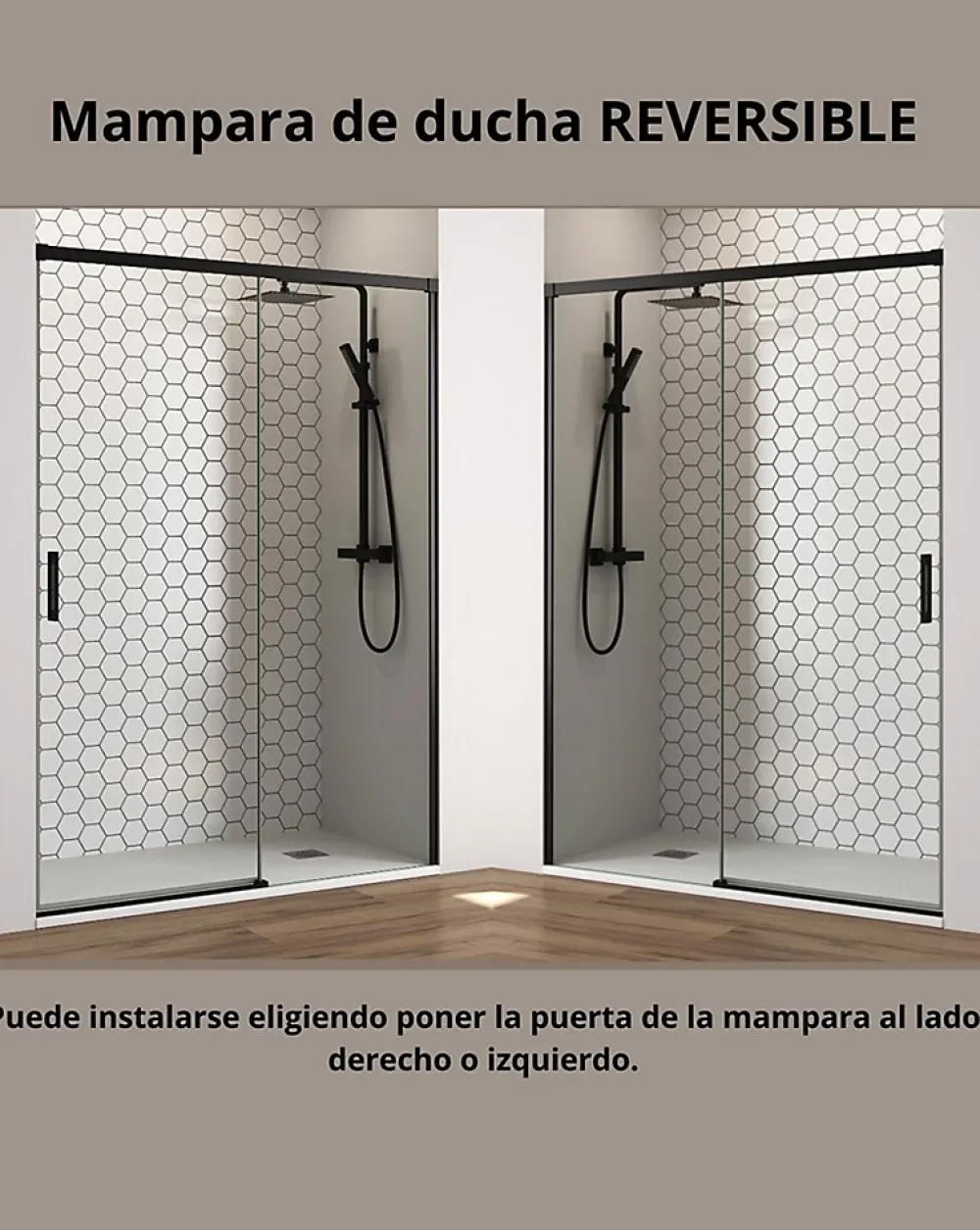 Baño Total Paroi de douche coulissante 1 porte 1 fixe 1 porte 175 cm (Adaptable 169-174cm) Verre 6 mm clair anti-calcaire Perfil Negro