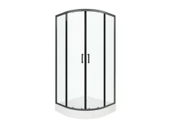 Receveur De Douche|Vente-unique Paroi de douche d'angle avec receveur - Noir - L90 x l90 x H192 cm - SIDOA