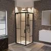 Porte De Douche|Cuisibane Paroi de douche d'angle avec porte pivotante 80x80 ATELIA