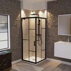 Porte De Douche|Cuisibane Paroi de douche d'angle avec porte pivotante 80x80 ATELIA