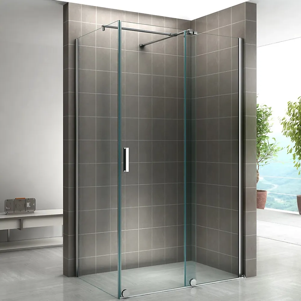 Paroi De Douche|Saniverre Paroi de douche d'angle NAPOLI H.200 cm porte coulissante verre 8 mm transparent 90 x 160 cm (porte 160) -