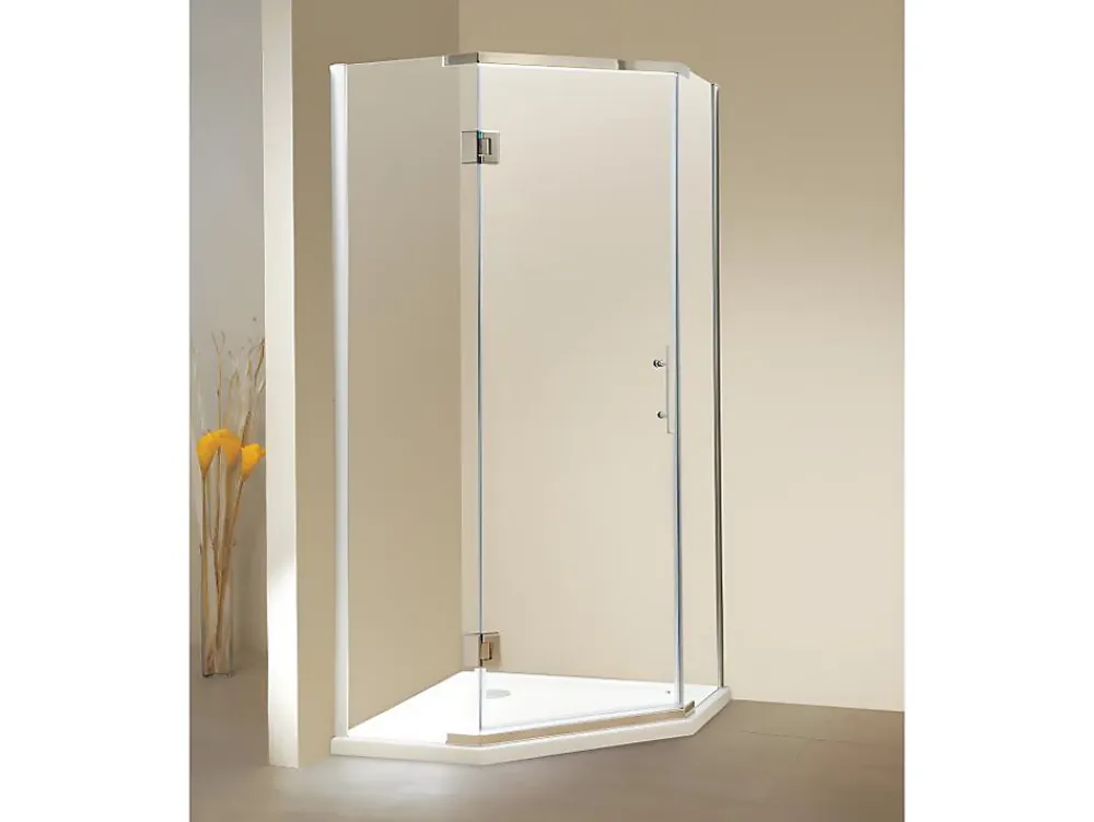 Vente-unique Paroi de douche d'angle porte battante - receveur inclus - ARDIA - 90x185 cm