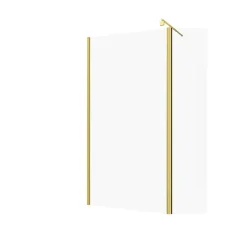 Paroi De Douche|Aurlane Paroi de Douche et Volet Pivotant 100+40x200 cm - Profilé + Barre de Fixation Or Doré Brossé