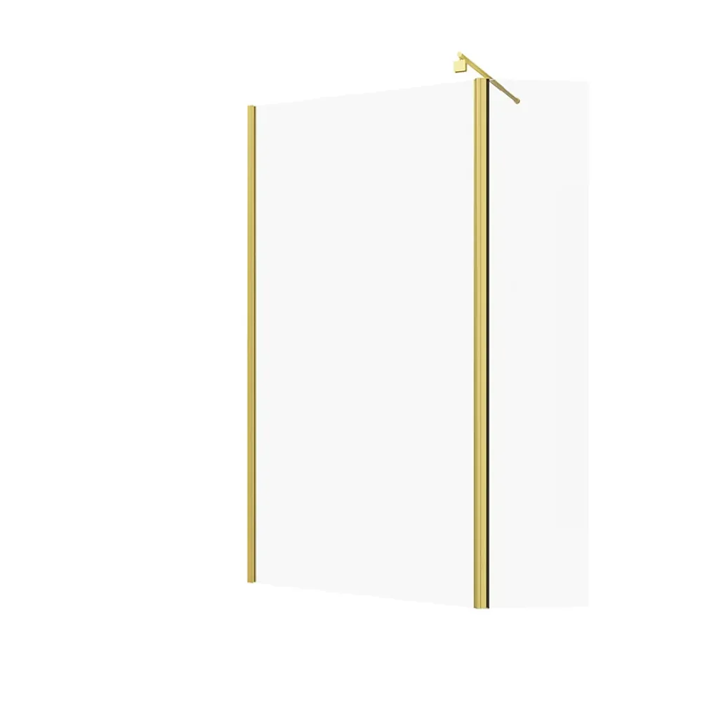 Paroi De Douche|Aurlane Paroi de Douche et Volet Pivotant 100+40x200 cm - Profilé + Barre de Fixation Or Doré Brossé