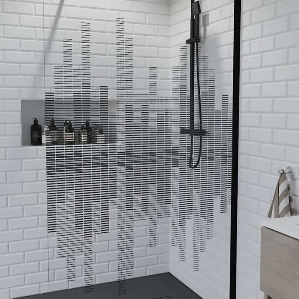 Paroi De Douche|Cuisibane Paroi de douche fixe 110 cm x 200 cm motif MANHATTAN - Verre 8 mm