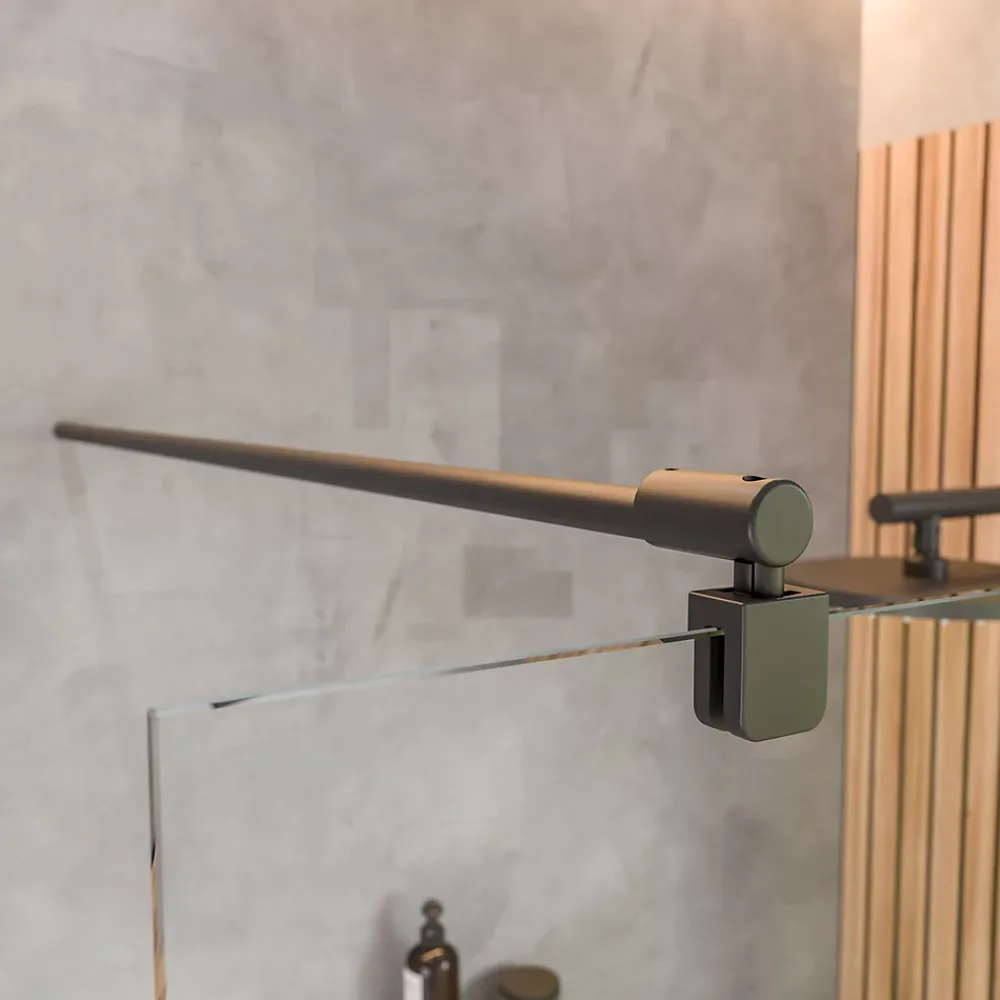 Paroi de douche fixe à l'italienne l.120xH.190cm, Walk In, verre transparent anticalcaire 6mm, profilé noir, Schulte NewStyle