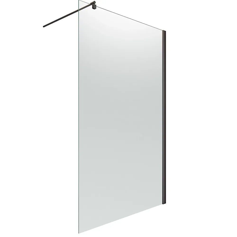 Paroi De Douche| Paroi de douche fixe à l'italienne l.140xH.200cm, verre brume 6mm, profilé noir mat, Schulte NewStyle