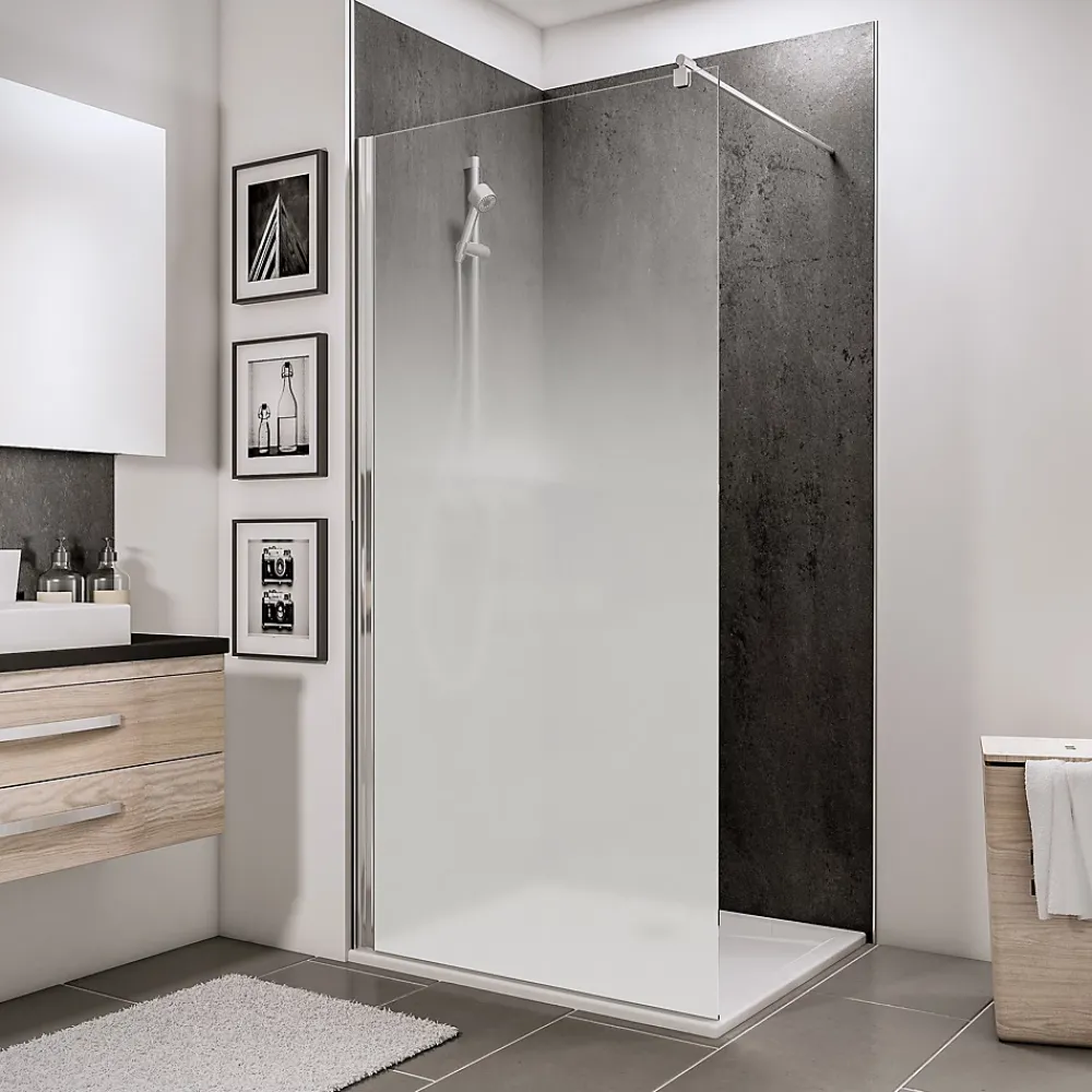 Paroi de douche fixe à l'italienne l.120xH.200cm, verre brume 6mm, profilé chromé, Schulte NewStyle