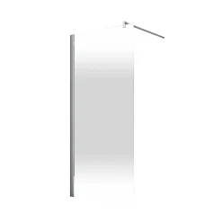 Paroi De Douche| Paroi de douche fixe à l'italienne l.100xH.190cm, Walk In, verre transparent anticalcaire 5-6mm, décor Brouillard, profilé chromé, Schulte NewStyle