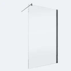 Paroi de douche fixe à l'italienne l.90xH.200cm, Walk In, verre transparent anticalcaire 6mm, profilé gun metal, Schulte NewStyle