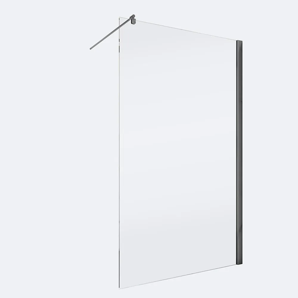 Paroi de douche fixe à l'italienne l.90xH.200cm, Walk In, verre transparent anticalcaire 6mm, profilé gun metal, Schulte NewStyle