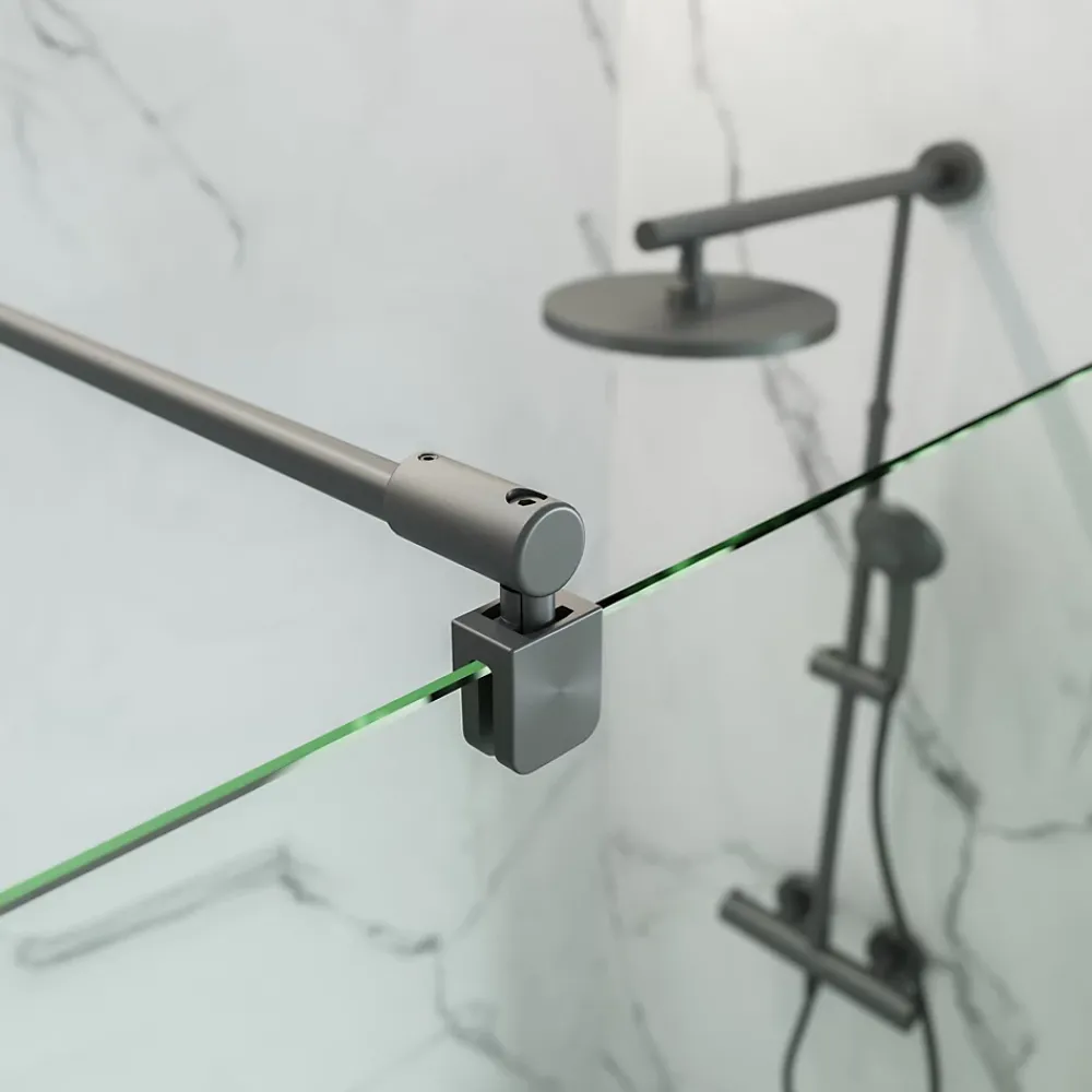 Paroi de douche fixe à l'italienne l.90xH.200cm, Walk In, verre transparent anticalcaire 6mm, profilé gun metal, Schulte NewStyle