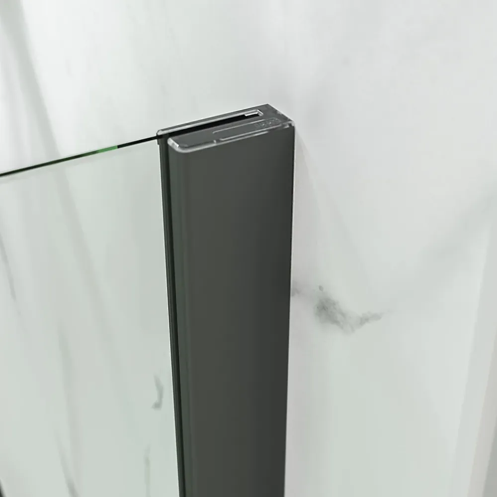Paroi de douche fixe à l'italienne l.90xH.200cm, Walk In, verre transparent anticalcaire 6mm, profilé gun metal, Schulte NewStyle