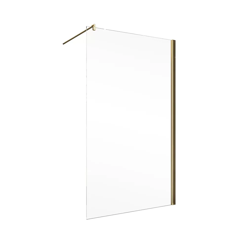 Paroi de douche fixe à l'italienne l.120xH.200cm, Walk In, verre transparent anticalcaire 6mm, profilé doré mat, Schulte NewStyle