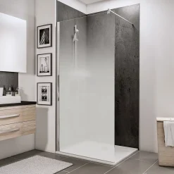 Paroi De Douche| Paroi de douche fixe à l'italienne l.140xH.200cm, Walk In, verre brume 6mm, profilé chromé, Schulte NewStyle