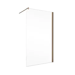 Paroi De Douche| Paroi de douche fixe à l'italienne l.120xH.200cm, Walk In, verre transparent anticalcaire 6mm, profilé cuivré, Schulte NewStyle