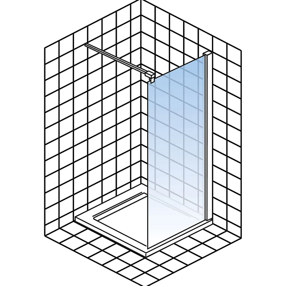 Paroi De Douche| Paroi de douche fixe à l'italienne l.120xH.200cm, Walk In, verre transparent anticalcaire 6mm, profilé cuivré, Schulte NewStyle