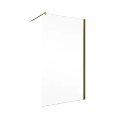 Paroi de douche fixe à l'italienne l.100xH.200cm, Walk In, verre transparent anticalcaire 6mm, profilé doré mat, Schulte NewStyle